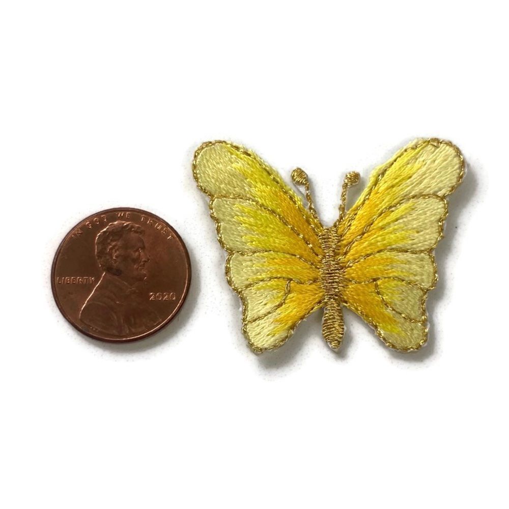Small Yellow Butterfly Embroidered Patch - Picture 3 of 3